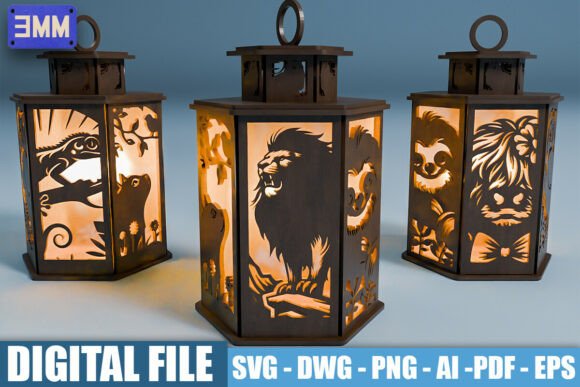 3D Animal Lanterns Laser Cut Files for Stands