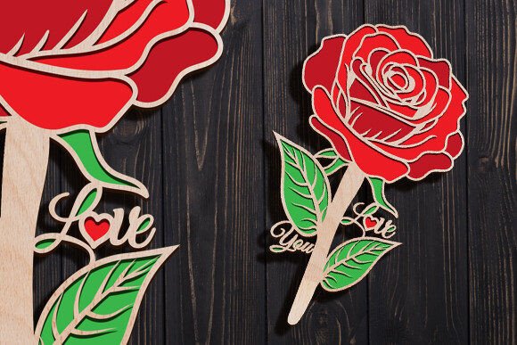 3D Beautiful Wood Rose Laser Cut SVG for Valentine’s Day Projects