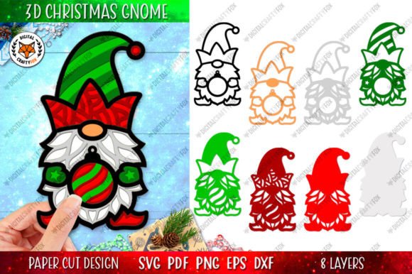 3D Christmas Gnome SVG for Holiday Branding and Creative Projects