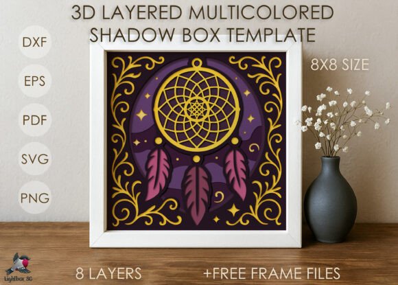 3D Dreamcatcher Shadow Box SVG Template Review