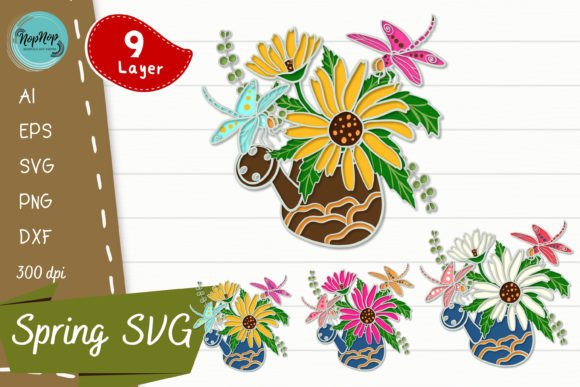 3D Flower and Dragonfly SVG for Paper Flowers & Merch