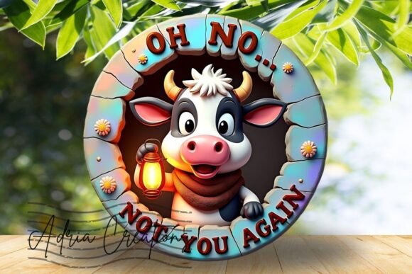 3D Funny Cow Welcome Sign for Crafts and Graphics Projects