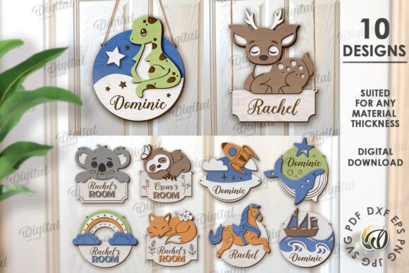 3D Layered Kids Room Signs for Laser Cutting Projects
