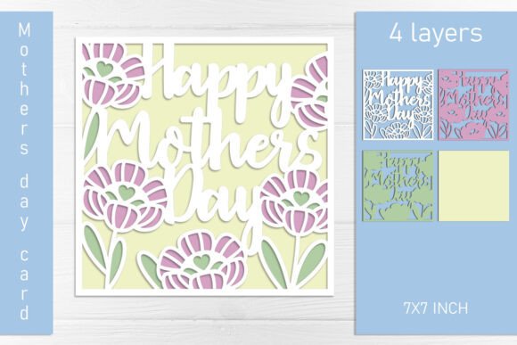 3D Mother’s Day Flower Card Layered SVG for Laser Cutting Projects