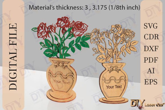 3D Rose Vase Laser Cut: A Versatile Design Asset for Mother’s Day Projects