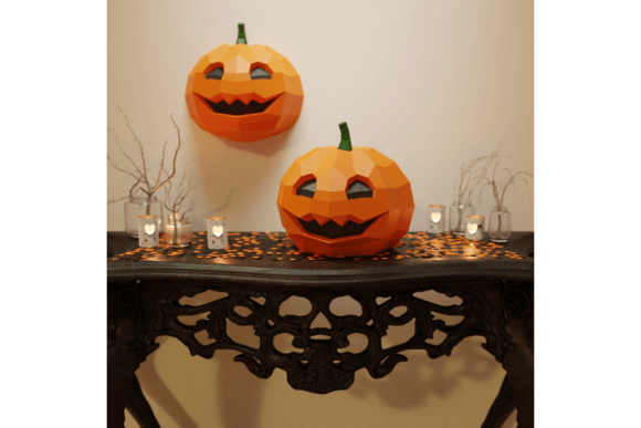 3D SVG Papercraft Pumpkin for Halloween Branding