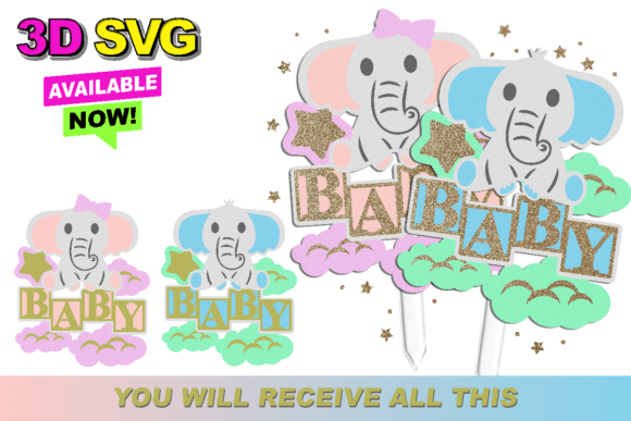 Baby Elephant Topper 3D SVG Review