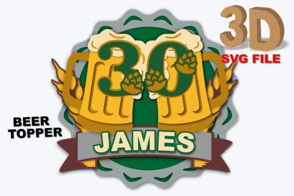 Beer Topper 3D SVG: A Versatile Graphic Design Asset for Crafts and Branding