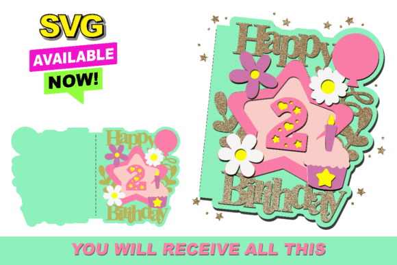 Birthday Card 3D SVG for Handmade Business Projects