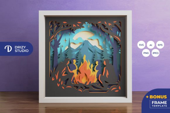 Campfire with Friends 3D SVG Shadow Box Review for Real Projects