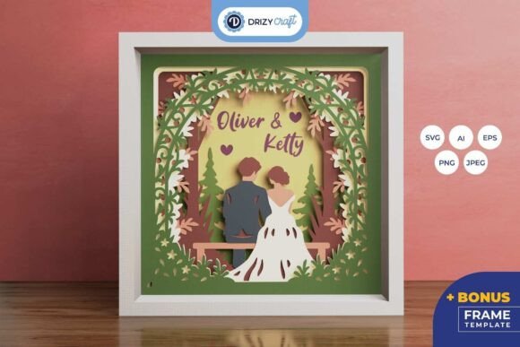 Couple Wedding in Forest 3D Shadow Box: A Versatile Graphic Design Asset for Modern Branding