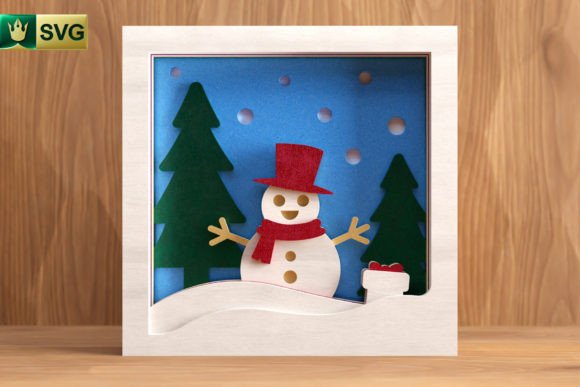 Cute Christmas Snowman 3D Layered SVG: A Festive Graphic Design Asset for Crafts and Creatives