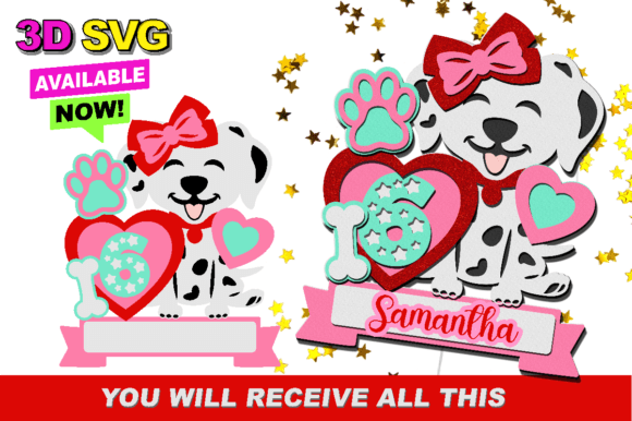 Cute Dalmatian Cake Topper 3D SVG: A Playful Graphic Design Asset for Creative Branding