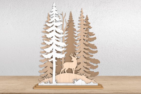Deer in Forest 3D Layered Laser Cut File: Winter Amp Review