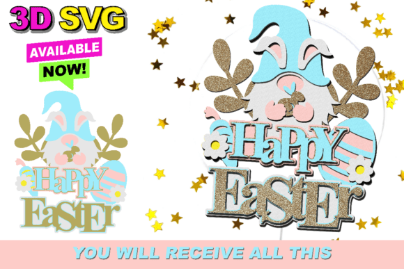 Easter Gnome Cake Topper 3D SVG: A Playful Laser Cutting Graphic for Creative Websites