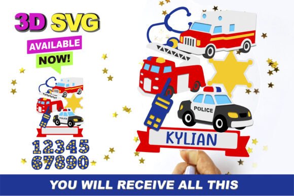 First Responder Cake Topper 3D SVG for Laser Cutting