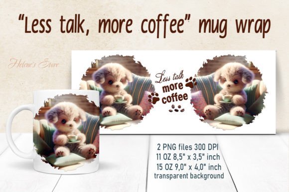 Funny 3D Dog Coffee Mug Wrap: A Graphic Design Asset for Crafts and Merch
