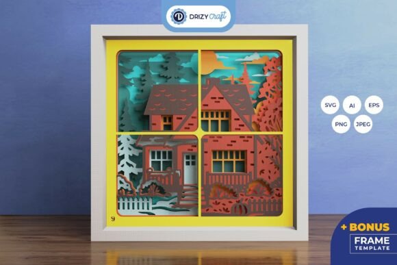 House in 4 Season 3D Shadow Box Design Review