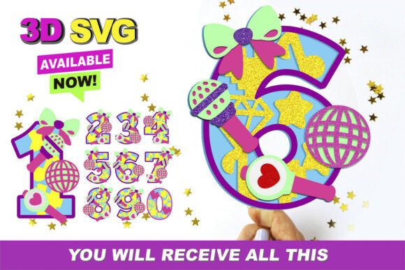 K Pop Numbers 3D SVG for Birthdays