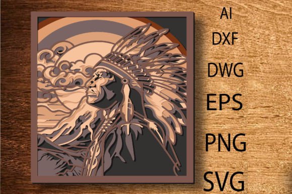 Layered Indian Warrior 3D Mandala: A Versatile Laser Cutting Asset for Wall Decor