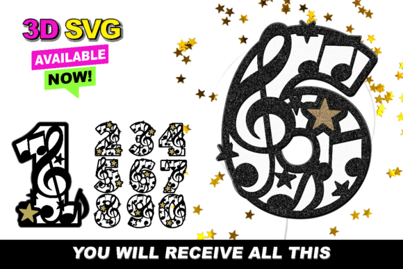 Musical Notes Numbers 3D SVG: A Design Asset for Creative Branding