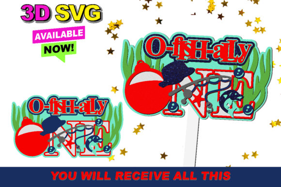 O Fish Ally One Cake Topper 3D SVG for Laser Cutting