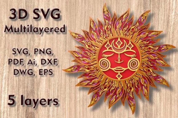 Reviewing the Sun 3D SVG Multilayer Laser Cutting File for Wall Decor