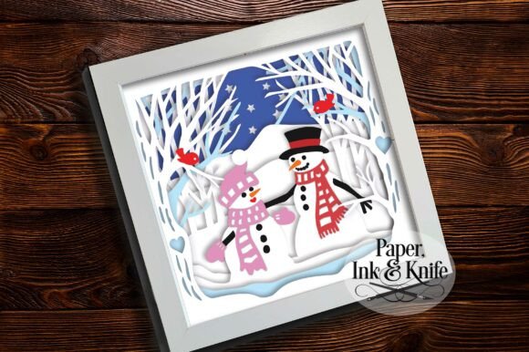 Snowman Couple 3D SVG: A Festive Graphic Design Asset for Christmas Branding