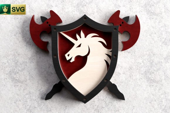 Unicorn Shield 3D SVG: A Fantasy Design Asset for Creative Projects